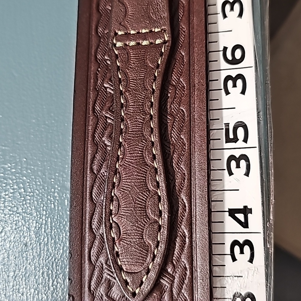 Cabela's leather belt. Unesex. Great style. NWT. DARK BROWN. - Picture 5 of 16